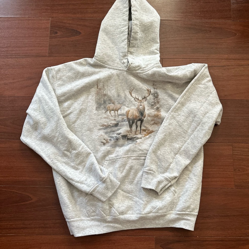 Gildan Gray Hoodie with Deer Design